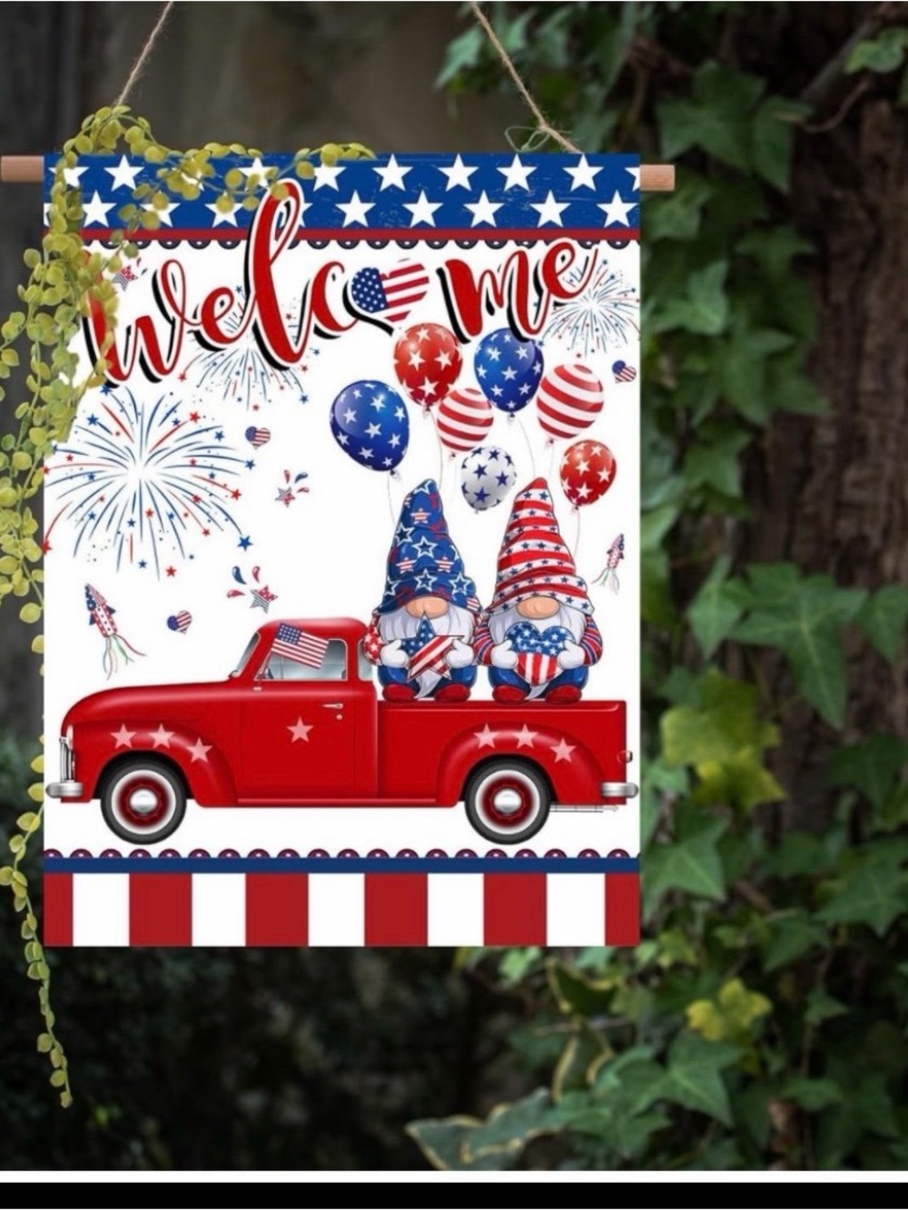 Welcome Patriotic Garden Flag - Red, White & Blue